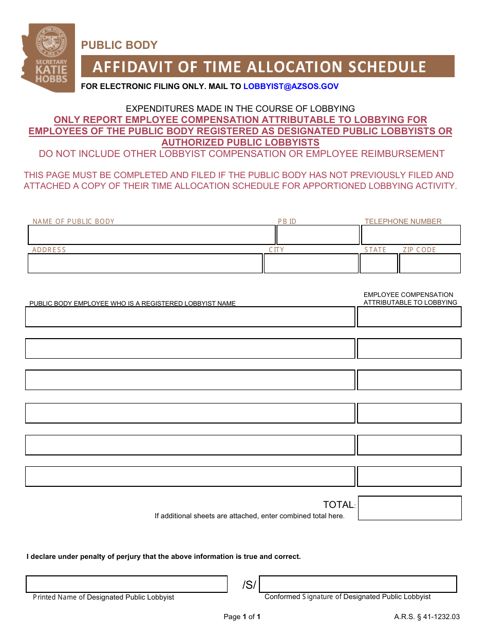 Annual Report of Lobbying Activity - Public Body - Arizona, Page 5