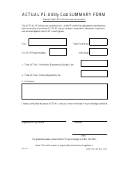 Document preview: DOT Form 1327 Actual Pe-Utility Cost Summary Form - Kansas