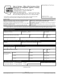 Document preview: Statement of Complaint Against a Notary - Arizona