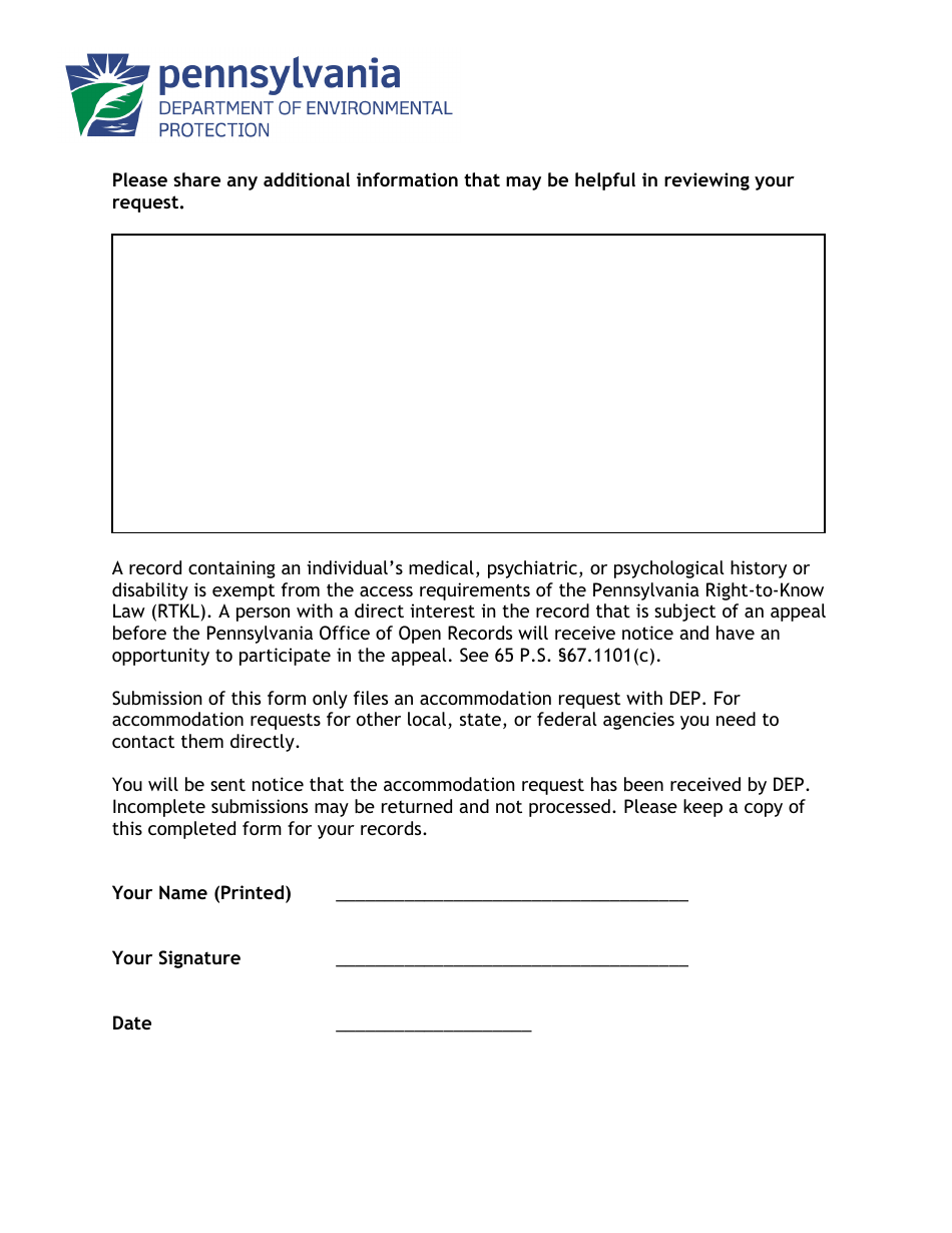 Accommodation Request Form - Pennsylvania, Page 4