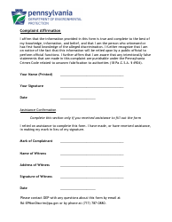 Discrimination Complaint Form - Pennsylvania, Page 6