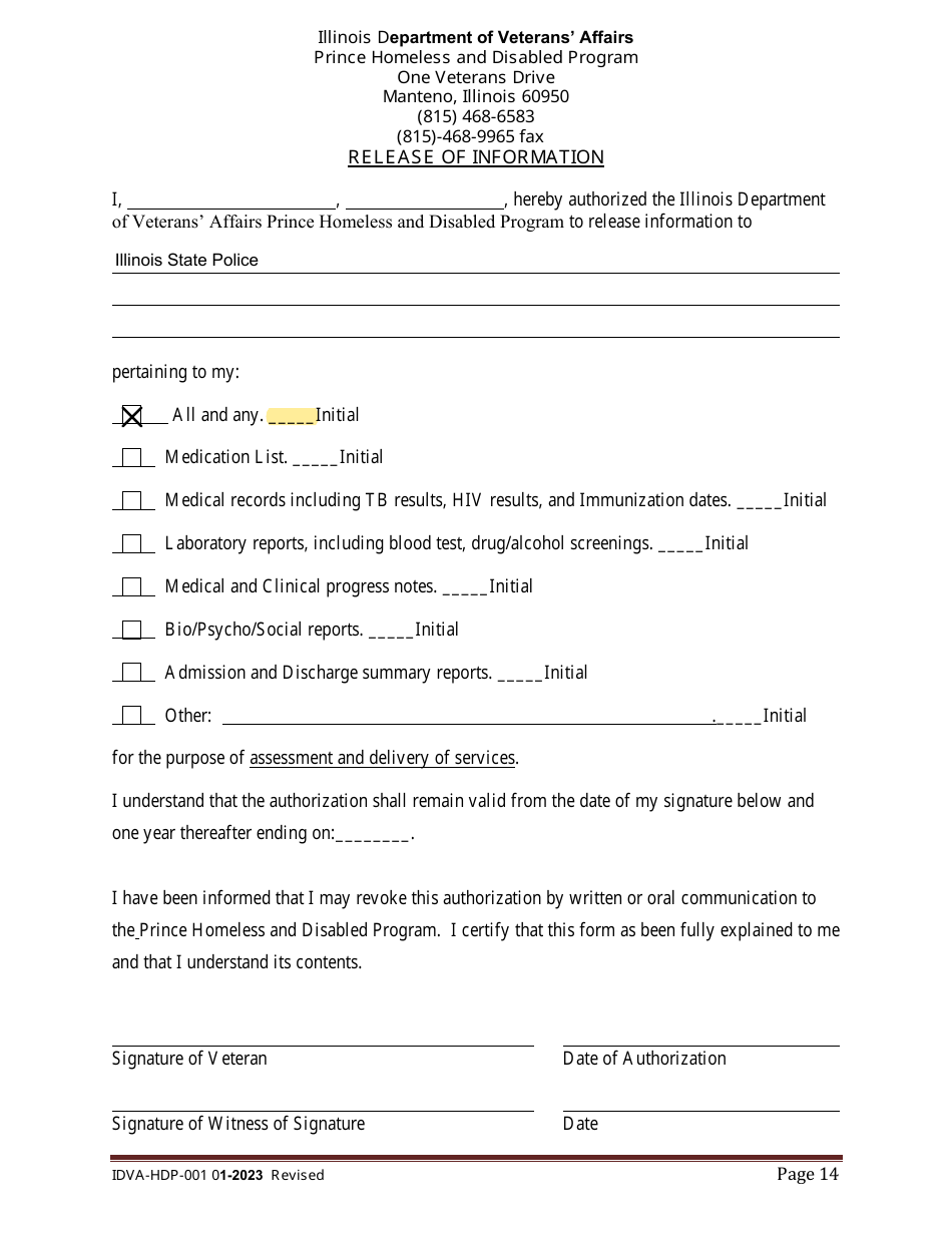 Form IDVA-HDP-001 - Fill Out, Sign Online and Download Printable PDF ...