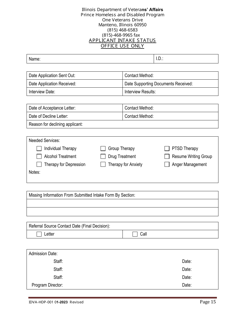 Form IDVA-HDP-001 - Fill Out, Sign Online and Download Printable PDF ...