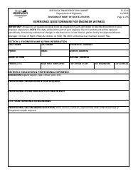 Form TC62-4 Experience Questionnaire for Engineer Witness - Kentucky