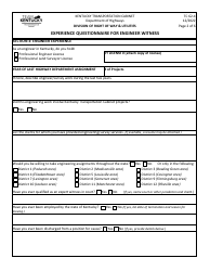 Form TC62-4 Experience Questionnaire for Engineer Witness - Kentucky, Page 2