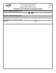 Form TC62-4 Experience Questionnaire for Engineer Witness - Kentucky, Page 3