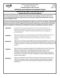 Form TC62-4 Experience Questionnaire for Engineer Witness - Kentucky, Page 4