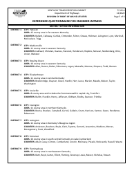 Form TC62-4 Experience Questionnaire for Engineer Witness - Kentucky, Page 5