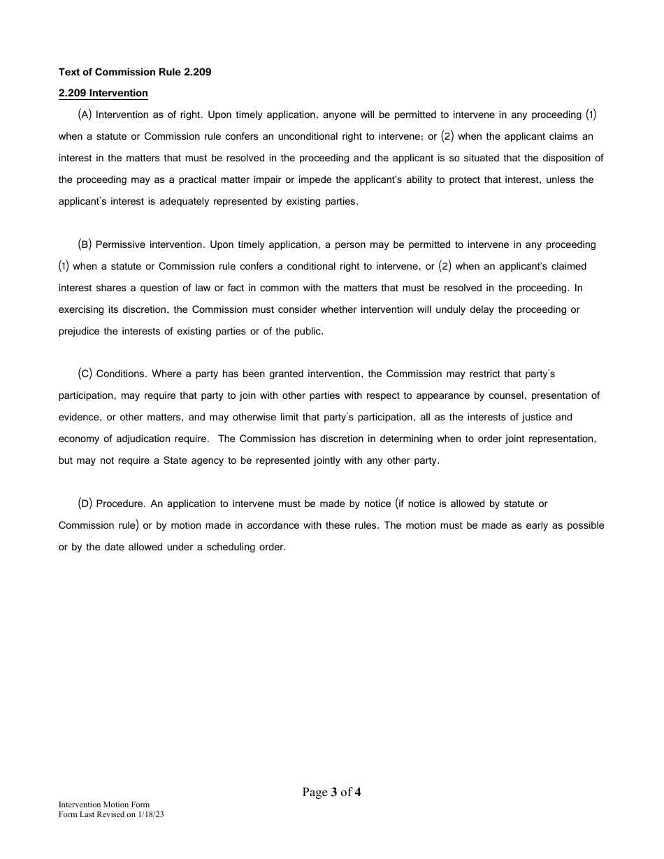 Motion to Intervene Form - Vermont, Page 3