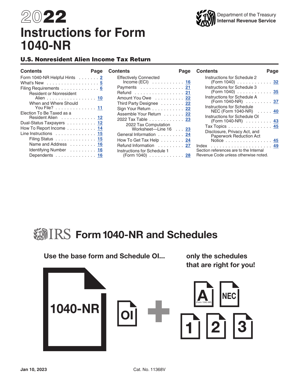 Instructions for IRS Form 1040-NR U.S. Nonresident Alien Income Tax Return, Page 1