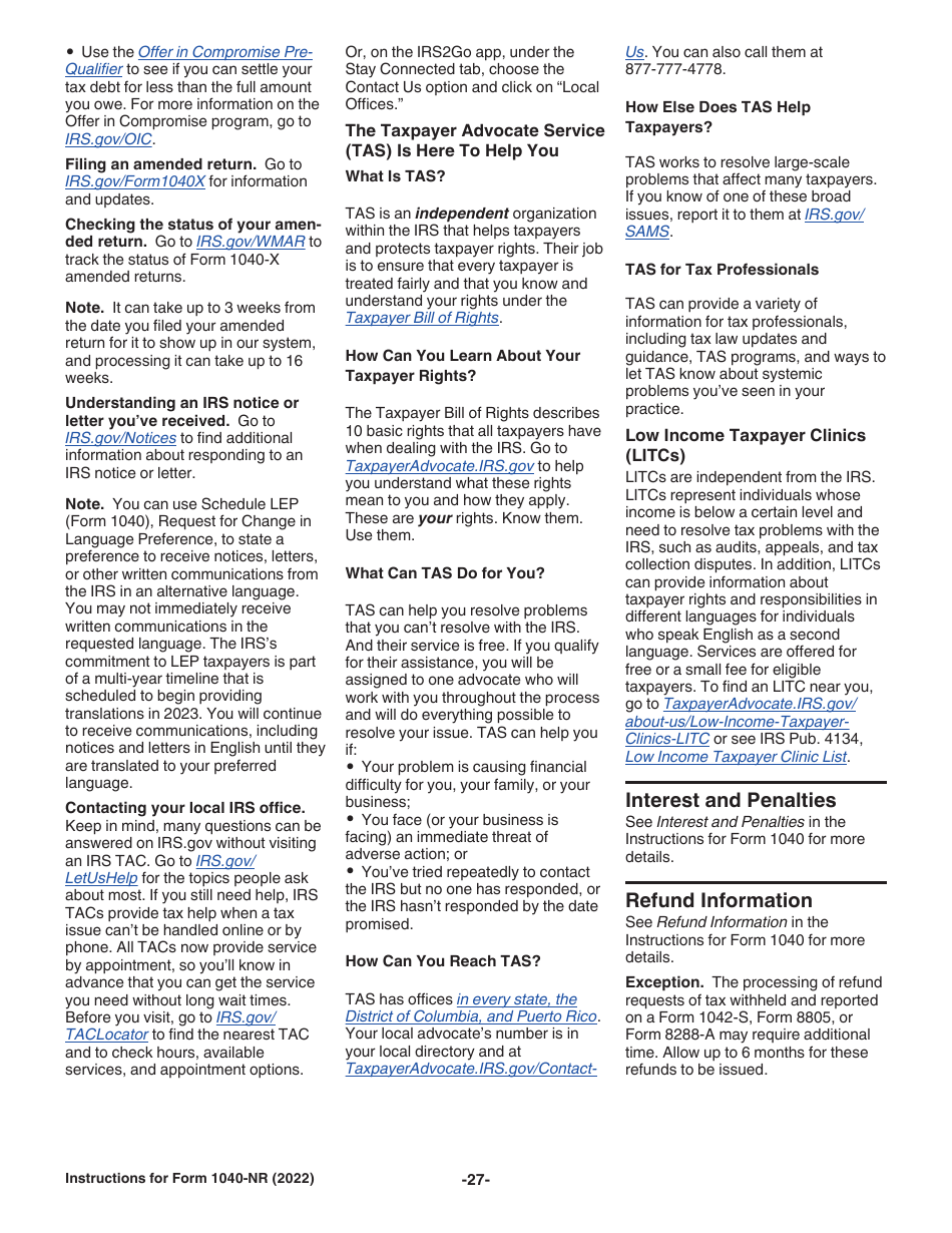 Instructions for IRS Form 1040-NR U.S. Nonresident Alien Income Tax Return, Page 27