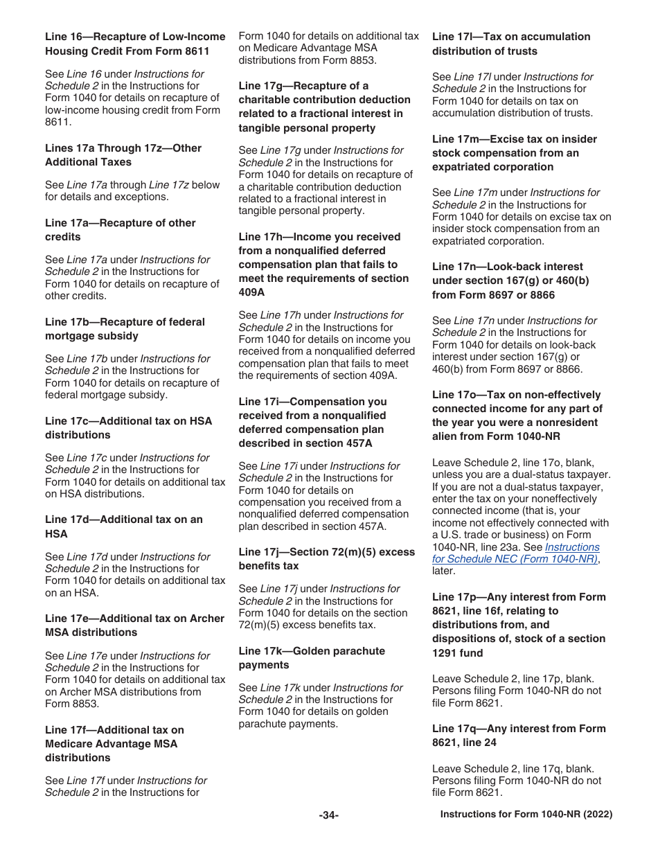 Instructions for IRS Form 1040-NR U.S. Nonresident Alien Income Tax Return, Page 34