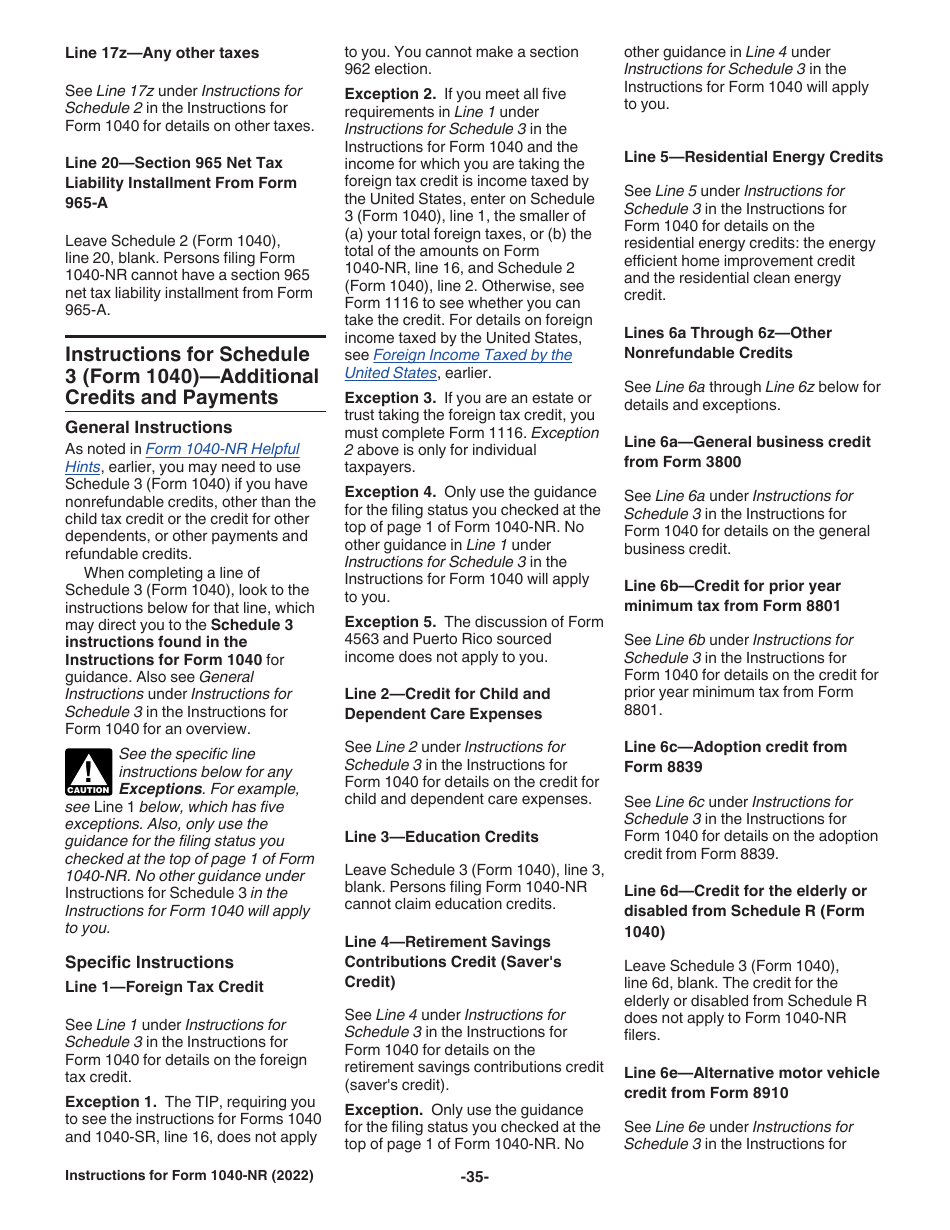 Instructions for IRS Form 1040-NR U.S. Nonresident Alien Income Tax Return, Page 35