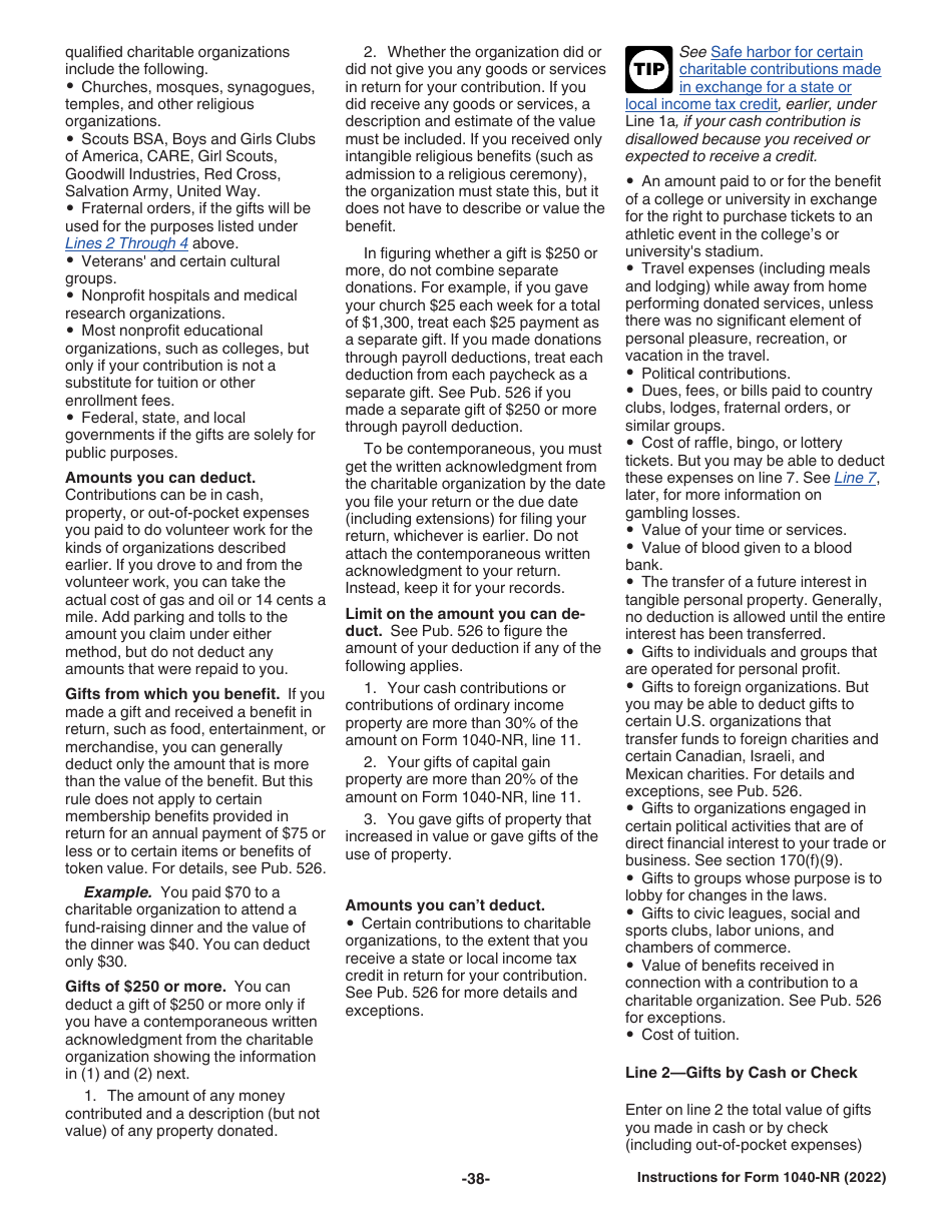 Instructions for IRS Form 1040-NR U.S. Nonresident Alien Income Tax Return, Page 38