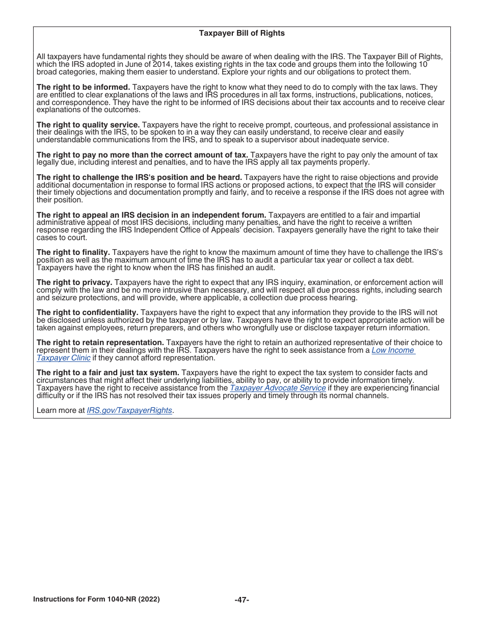 Instructions for IRS Form 1040-NR U.S. Nonresident Alien Income Tax Return, Page 47