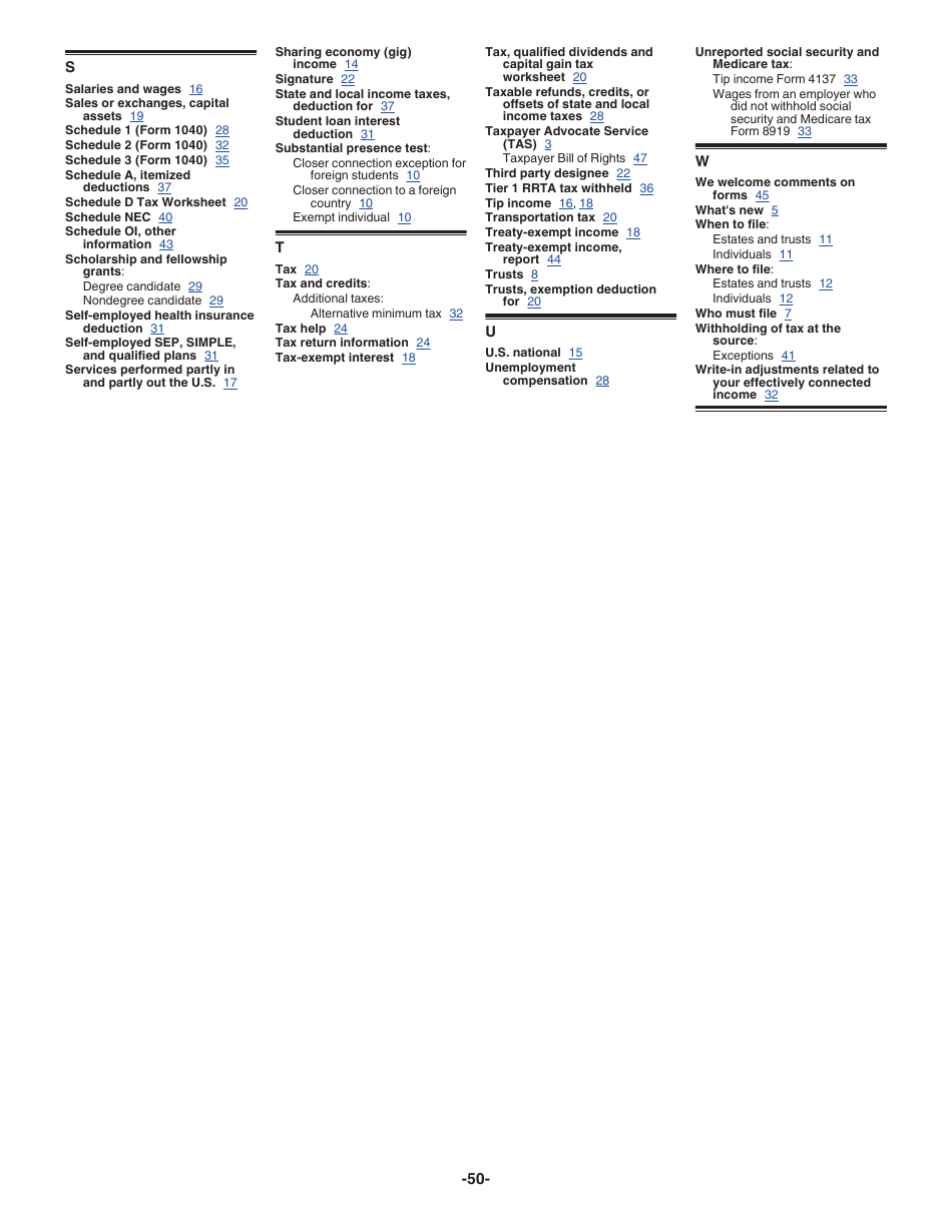 Instructions for IRS Form 1040-NR U.S. Nonresident Alien Income Tax Return, Page 50