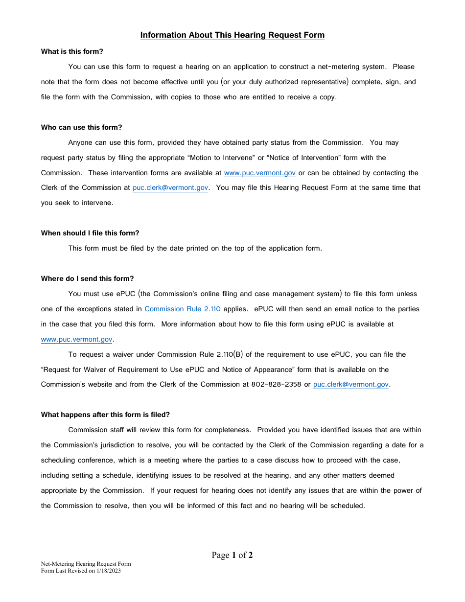 Vermont Hearing Request Form Fill Out Sign Online and Download PDF Vermont Hearing Request Form Fill Out Sign Online and Download PDF