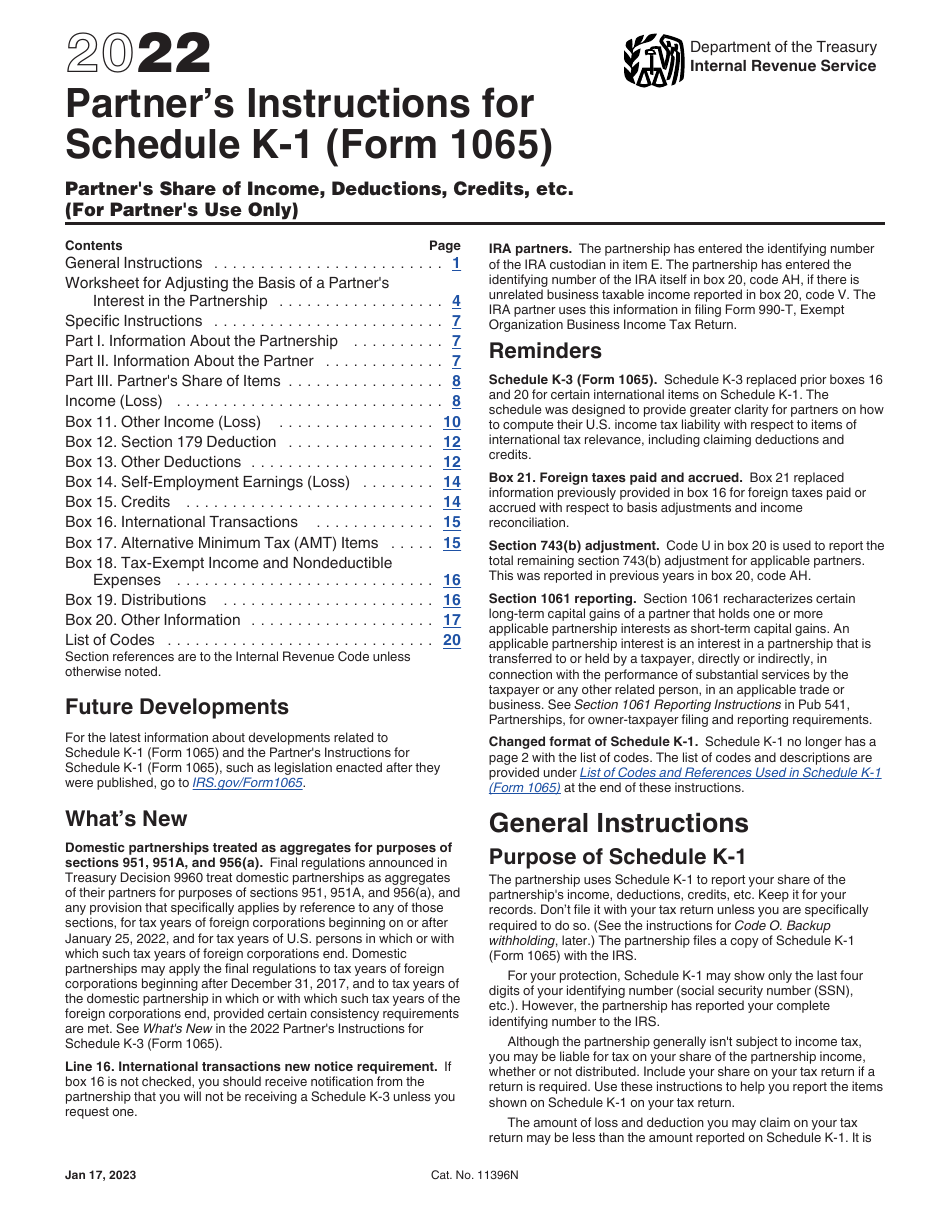 Instructions for IRS Form 1065 Schedule K-1 Partners Share of Income, Deductions, Credits, Etc. (For Partners Use Only), Page 1