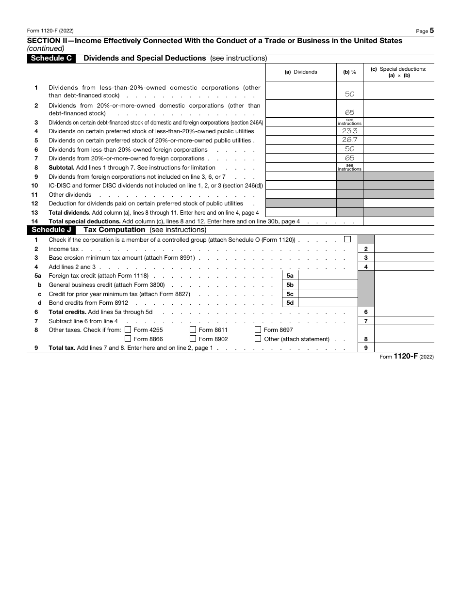 IRS Form 1120-F U.S. Income Tax Return of a Foreign Corporation, Page 5