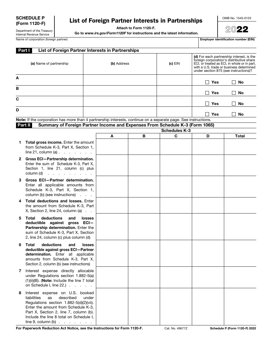 Irs Form 1120 F Schedule P Download Fillable Pdf Or Fill Online List Of Foreign Partner 6612