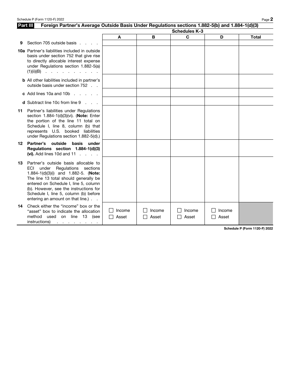 IRS Form 1120-F Schedule P Download Fillable PDF or Fill Online List of ...