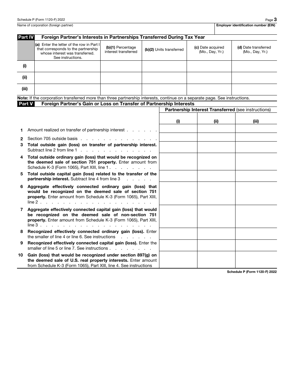 IRS Form 1120-F Schedule P List of Foreign Partner Interests in Partnerships, Page 3