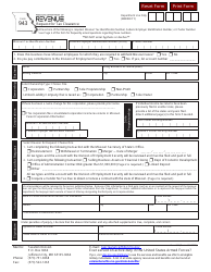 Form 943 Request for Tax Clearance - Missouri
