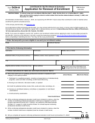 Document preview: IRS Form 5434-A Joint Board for the Enrollment of Actuaries - Application for Renewal of Enrollment