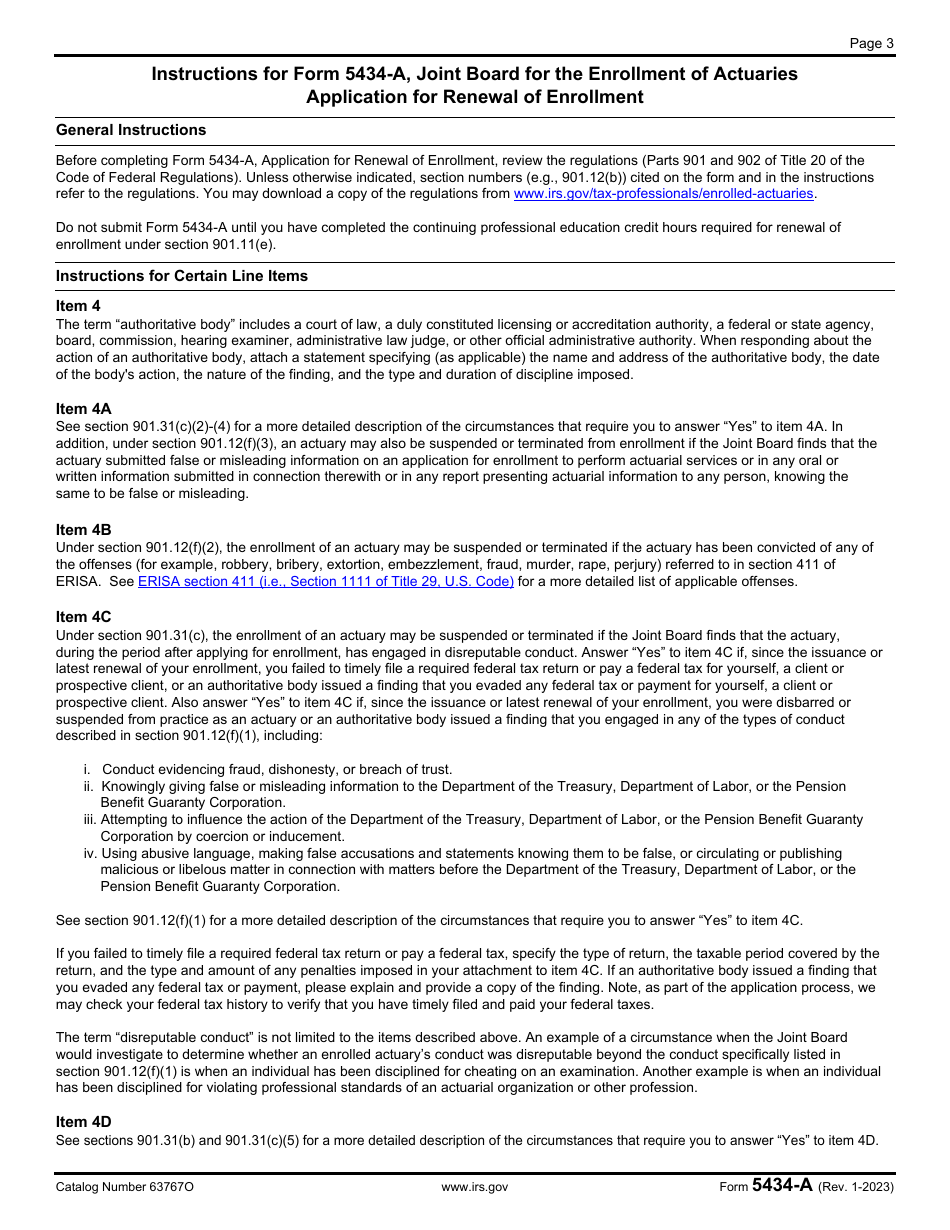 IRS Form 5434-A Joint Board for the Enrollment of Actuaries - Application for Renewal of Enrollment, Page 3