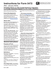 Document preview: Instructions for IRS Form 5472 Information Return of a 25% Foreign-Owned U.S. Corporation or a Foreign Corporation Engaged in a U.S. Trade or Business
