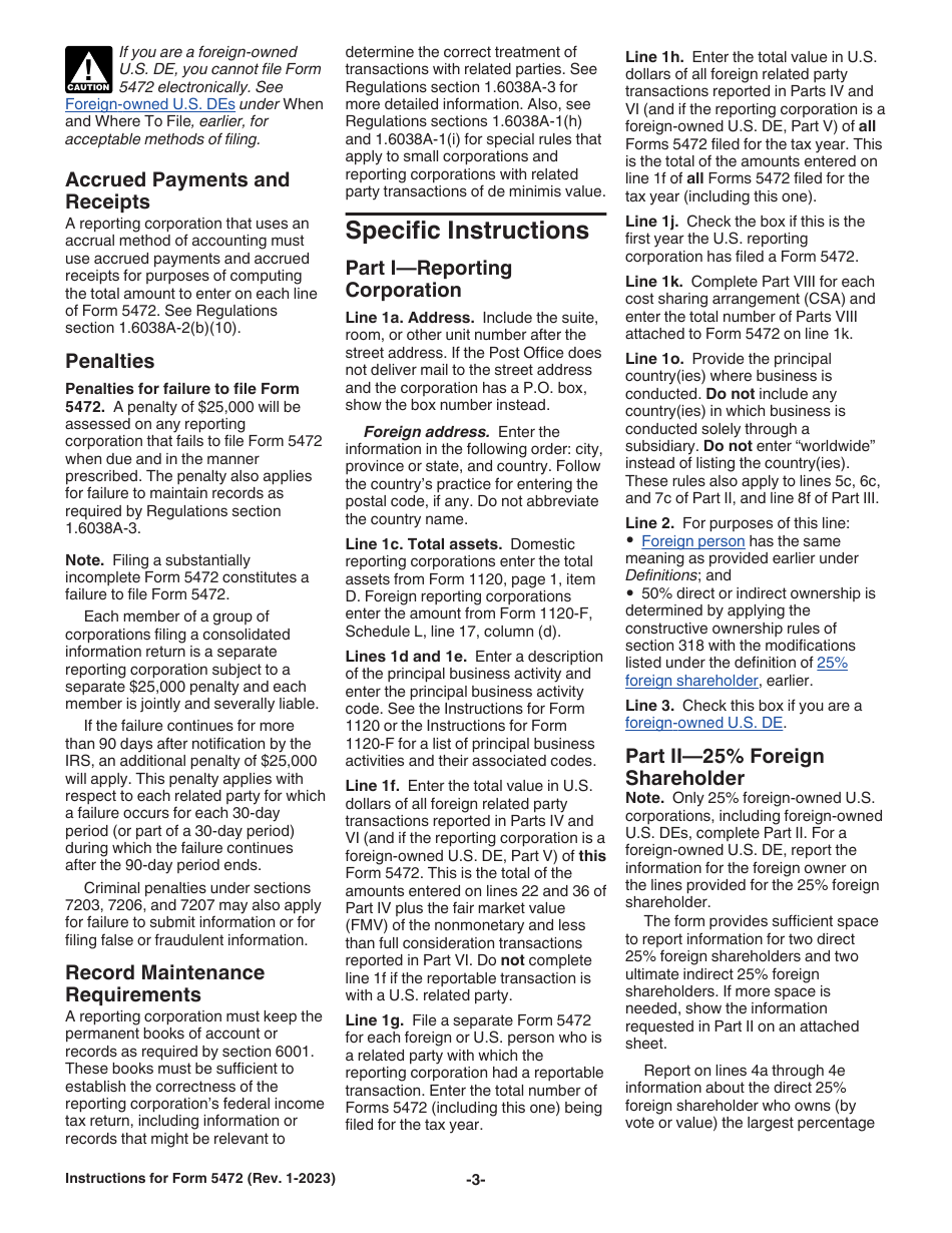 Instructions for IRS Form 5472 Information Return of a 25% Foreign-Owned U.S. Corporation or a Foreign Corporation Engaged in a U.S. Trade or Business, Page 3