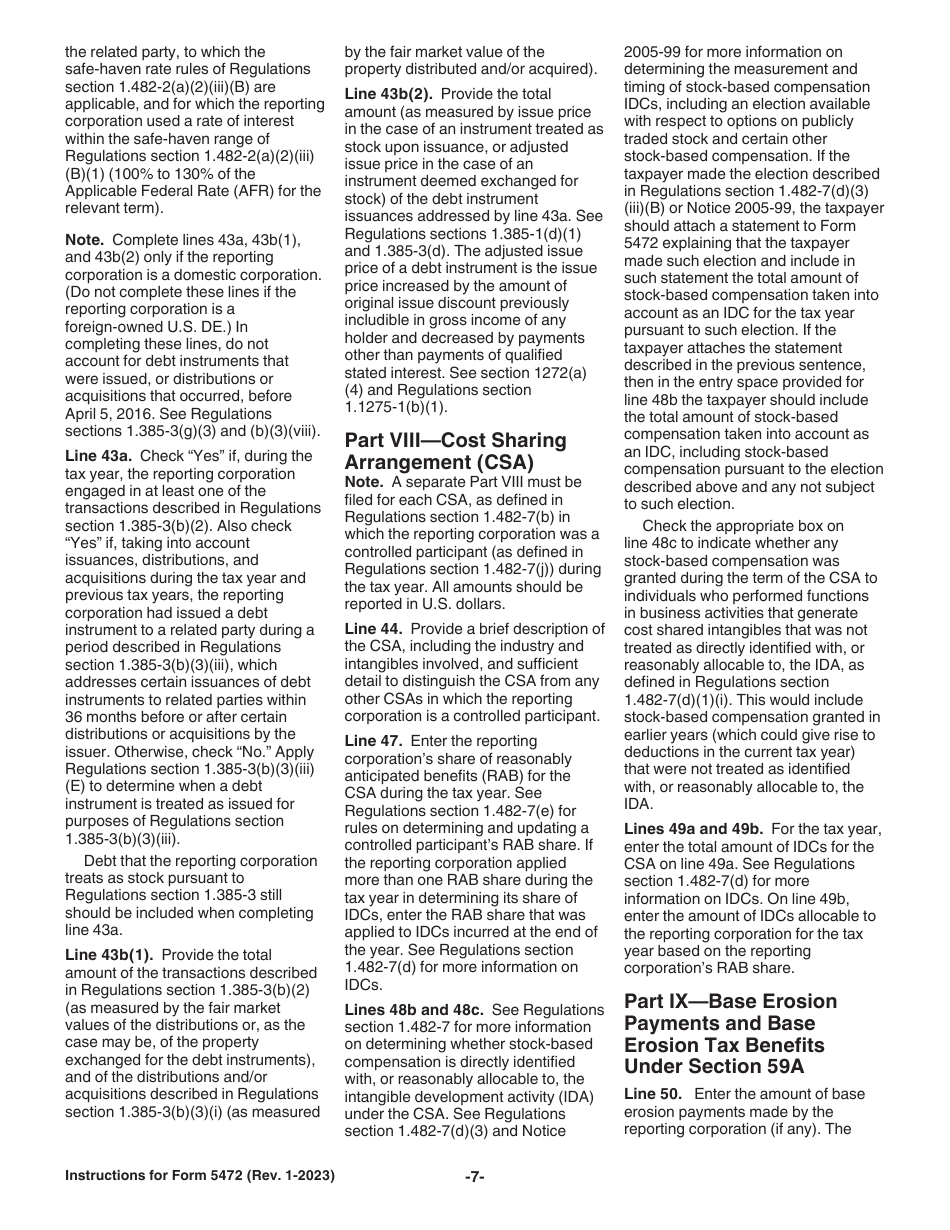 Instructions for IRS Form 5472 Information Return of a 25% Foreign-Owned U.S. Corporation or a Foreign Corporation Engaged in a U.S. Trade or Business, Page 7
