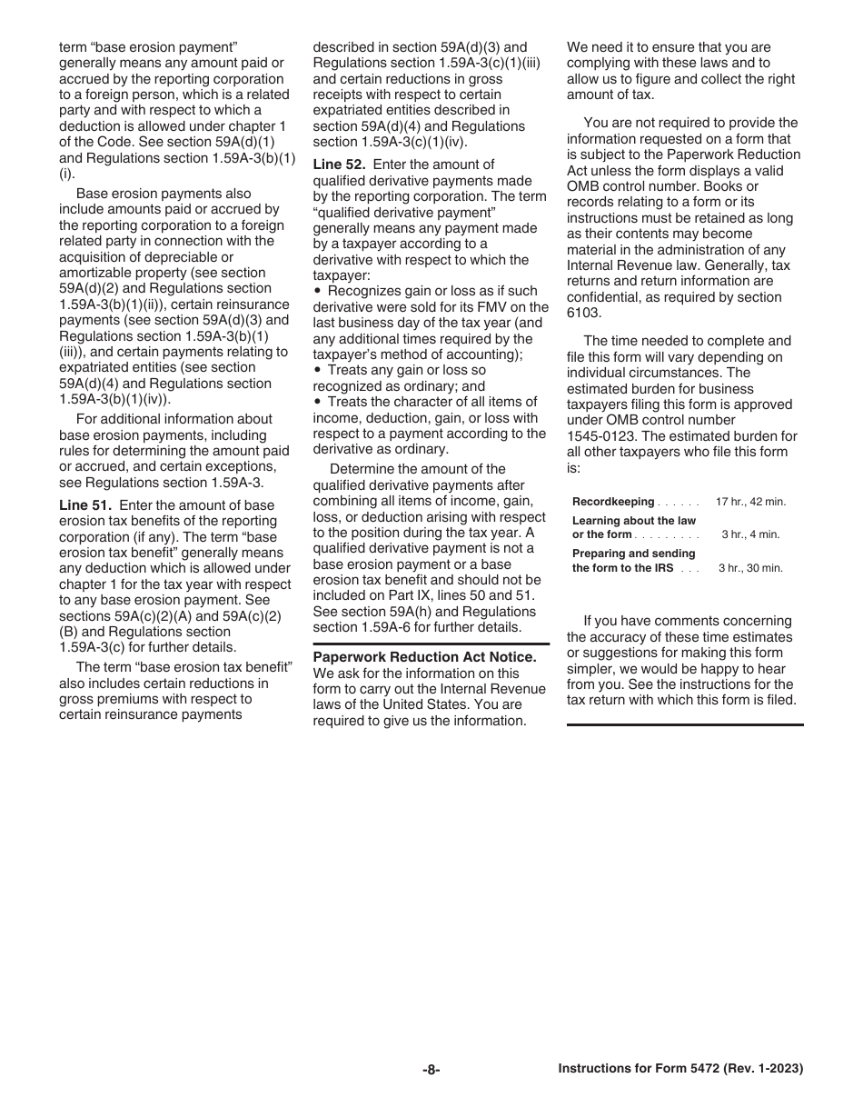 Instructions for IRS Form 5472 Information Return of a 25% Foreign-Owned U.S. Corporation or a Foreign Corporation Engaged in a U.S. Trade or Business, Page 8