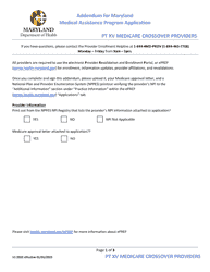 Document preview: Addendum for Maryland Medical Assistance Program Application - Pt Xv Medicare Crossover Providers - Maryland