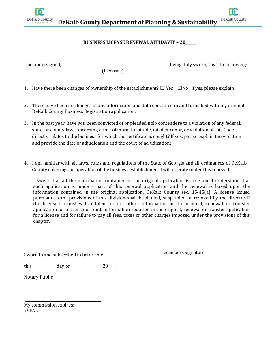 2023 DeKalb County, (United States) Business Registration