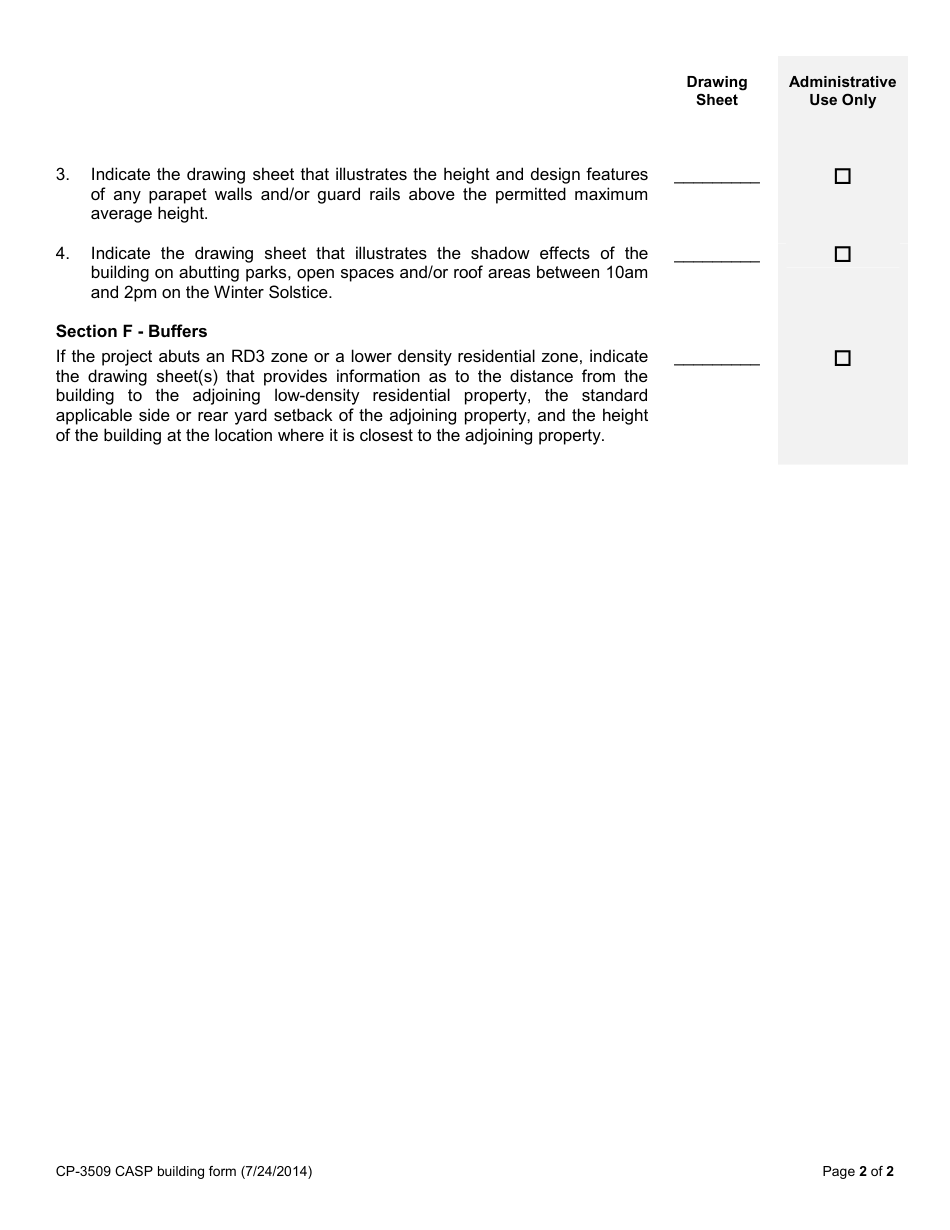 Form CP-3509 Building Form Checklist - City of Los Angeles, California, Page 2