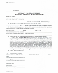 Document preview: Form CS-L(MVR)39 Affidavit for Collection of Personal Property of the Decendent - City and County of Honolulu, Hawaii