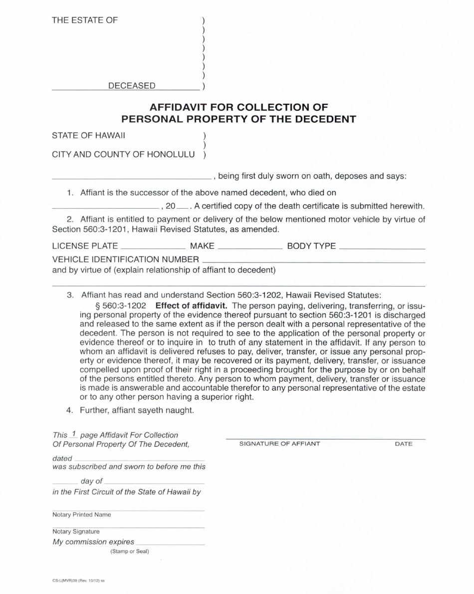Form CSL(MVR)39 Fill Out, Sign Online and Download Fillable PDF