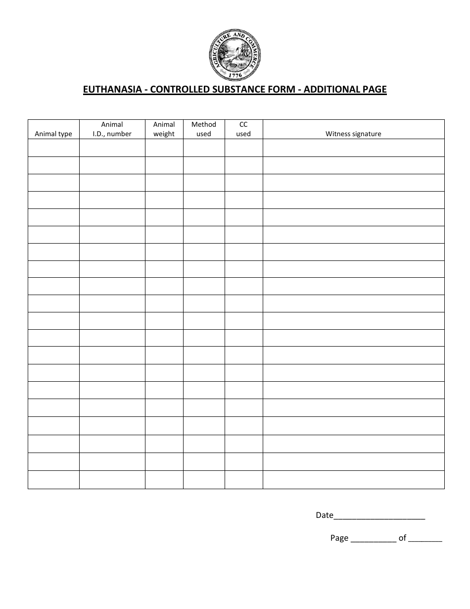 Euthanasia - Controlled Substance Form - Additional Page - Georgia (United States), Page 1