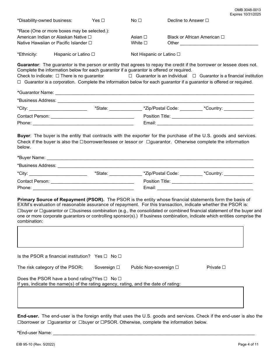 EIB Form 95-10 Application for Credit Guarantee Facility and Longterm Direct Loan or Guarantee, Page 4