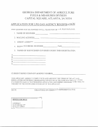 Application for Lpg Gas Agency Registration - Georgia (United States)