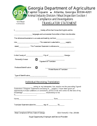 GDA Form 12 Translator Statement - Georgia (United States)