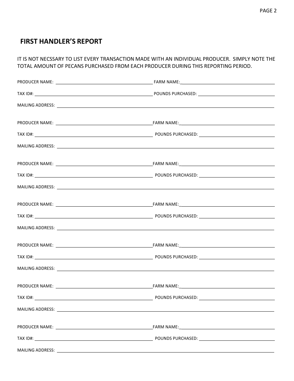 Pecan First Handler Assessment Form - Georgia (United States), Page 2