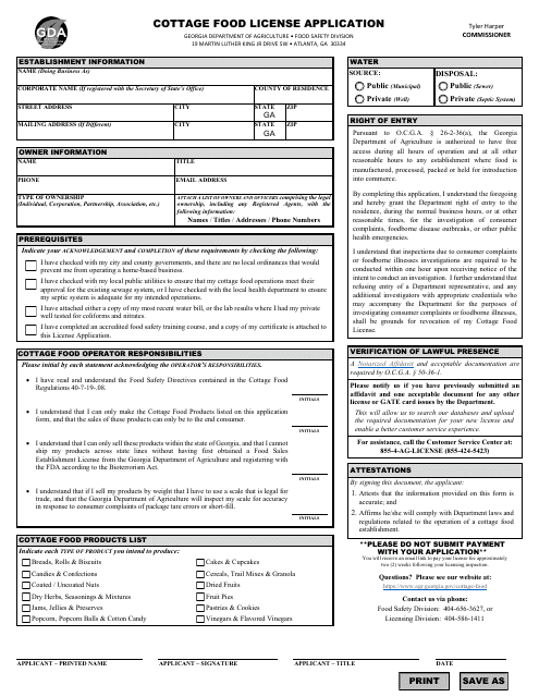 Cottage Food License Application - Georgia (United States)