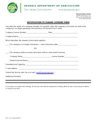 Document preview: Form SPS13-11 Notification to Change Licensee Form - Georgia (United States)