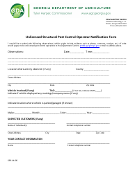 Document preview: Form SPS14-05 Unlicensed Structural Pest Control Operator Notification Form - Georgia (United States)