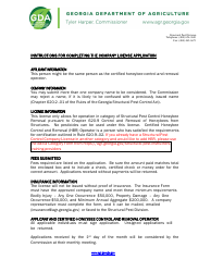 Form SPS-22-01 Honeybee Removal Structural Company License Application - Georgia (United States)
