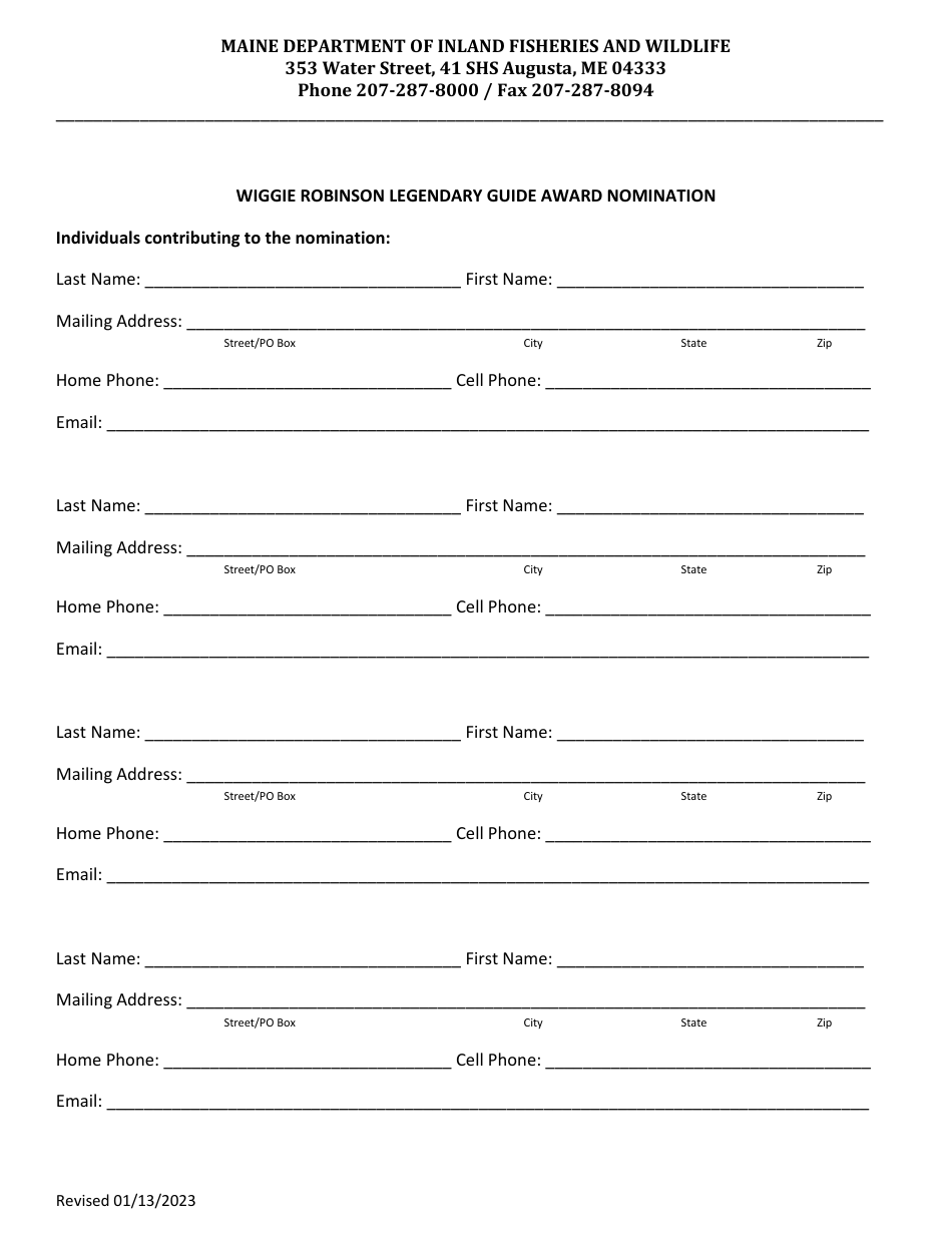 Wiggie Robinson Legendary Guide Award Nomination - Maine, Page 3