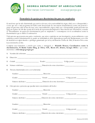 Document preview: Formulario De Quejas Por Discriminacion Para No Empleados - Georgia (United States) (Spanish)
