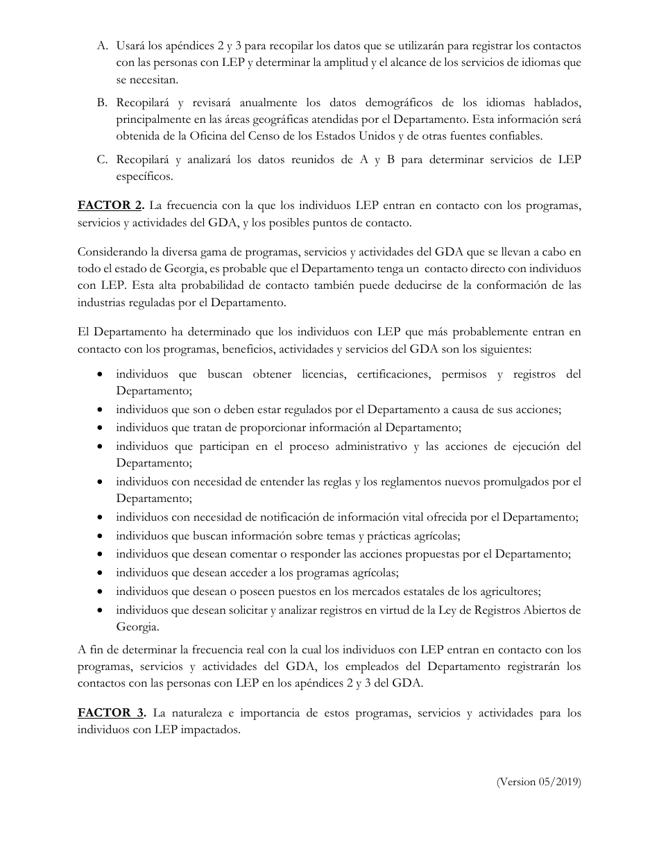 Language Access Plan - Georgia (United States) (Spanish), Page 5